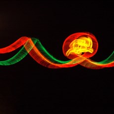 Vietnam leaving Phat Diem - hammer and sickle Xmas lights
